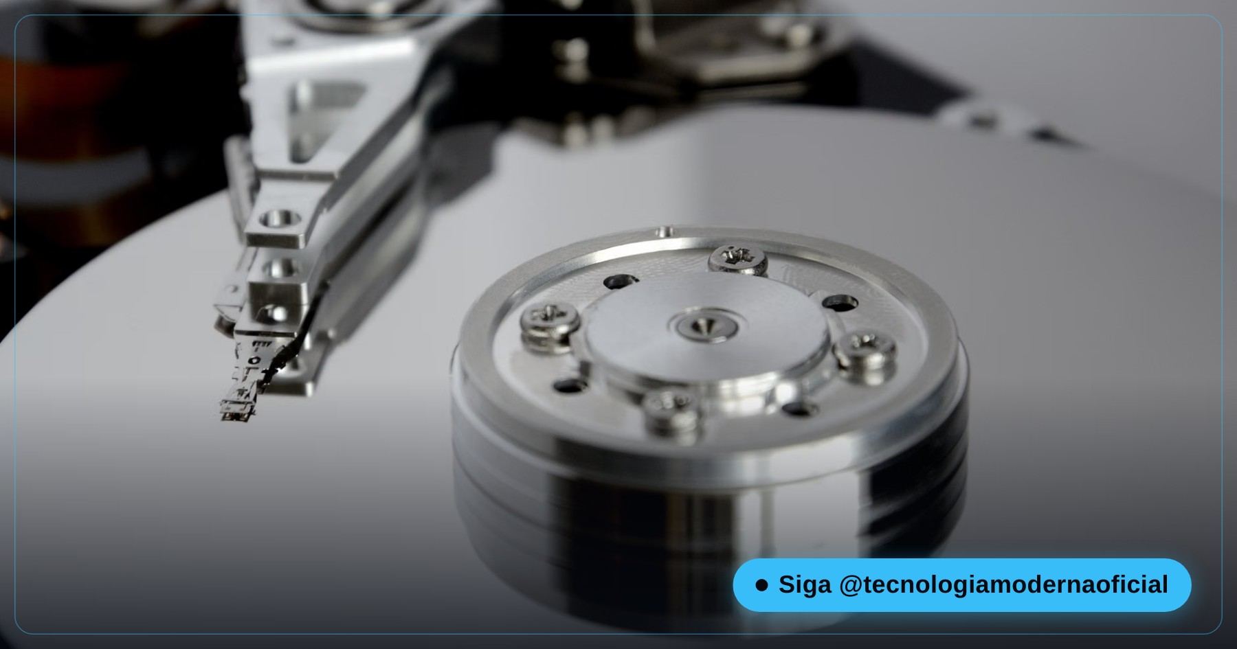 Close-up of a hard drive's internals