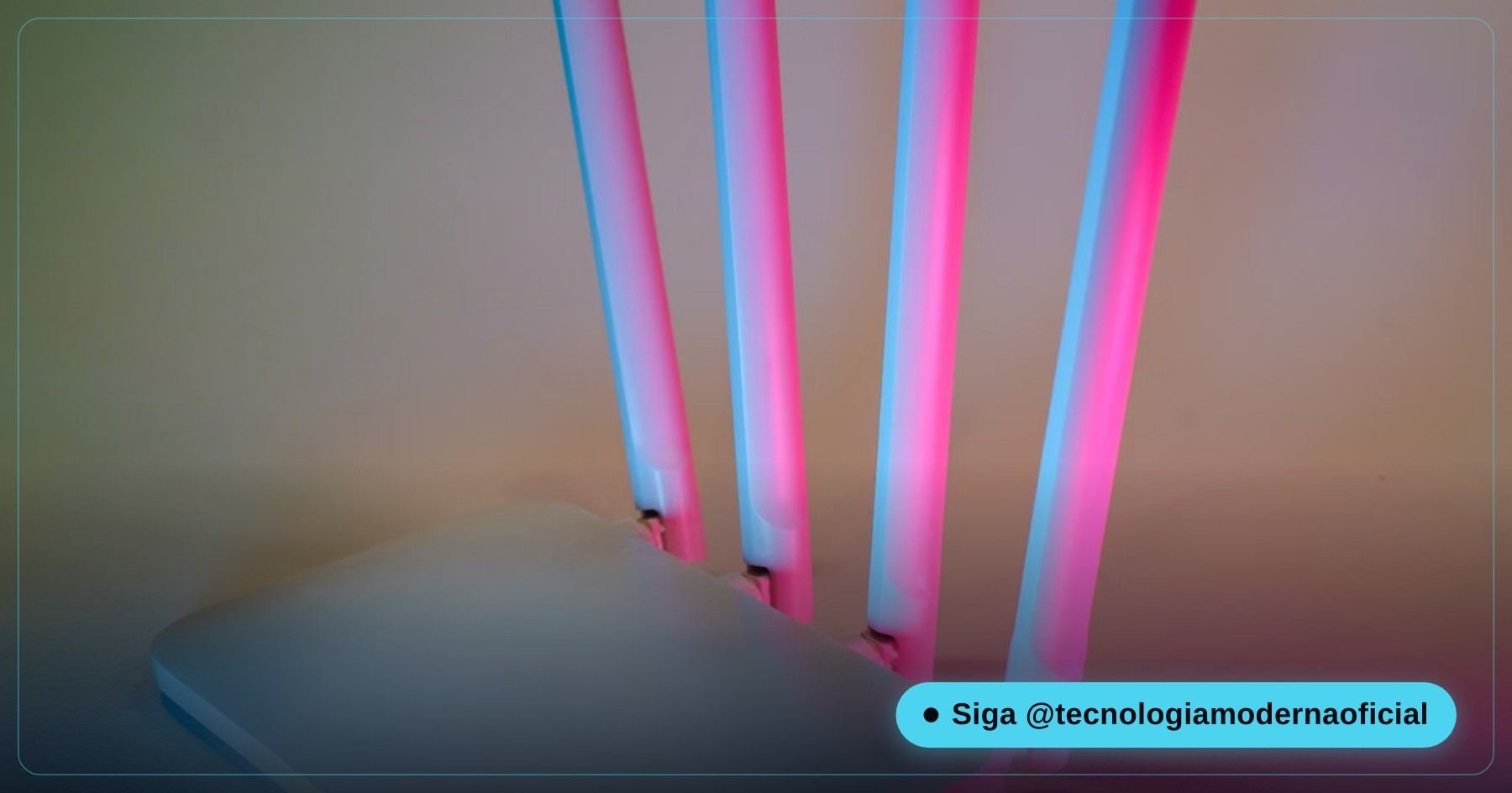Roteador Wi-Fi com luzes acesas em cima da mesa