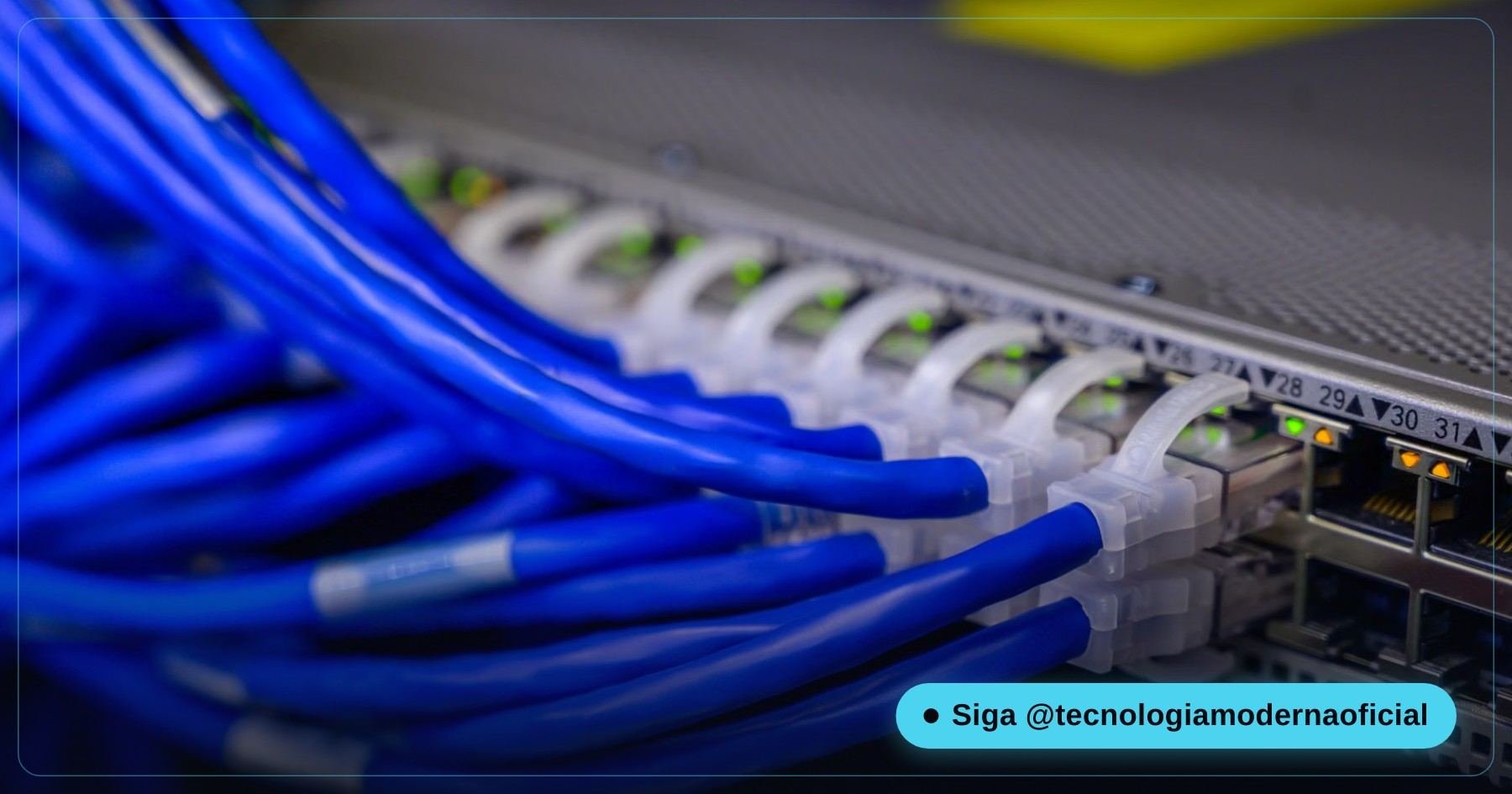 Cabo de rede conectado ao notebook para teste comparativo