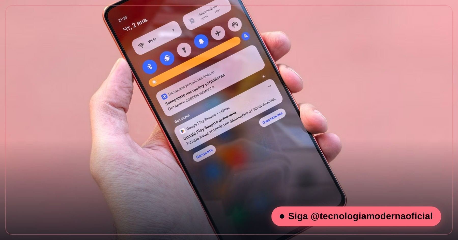 Painel de configurações rápidas aberto no celular Android