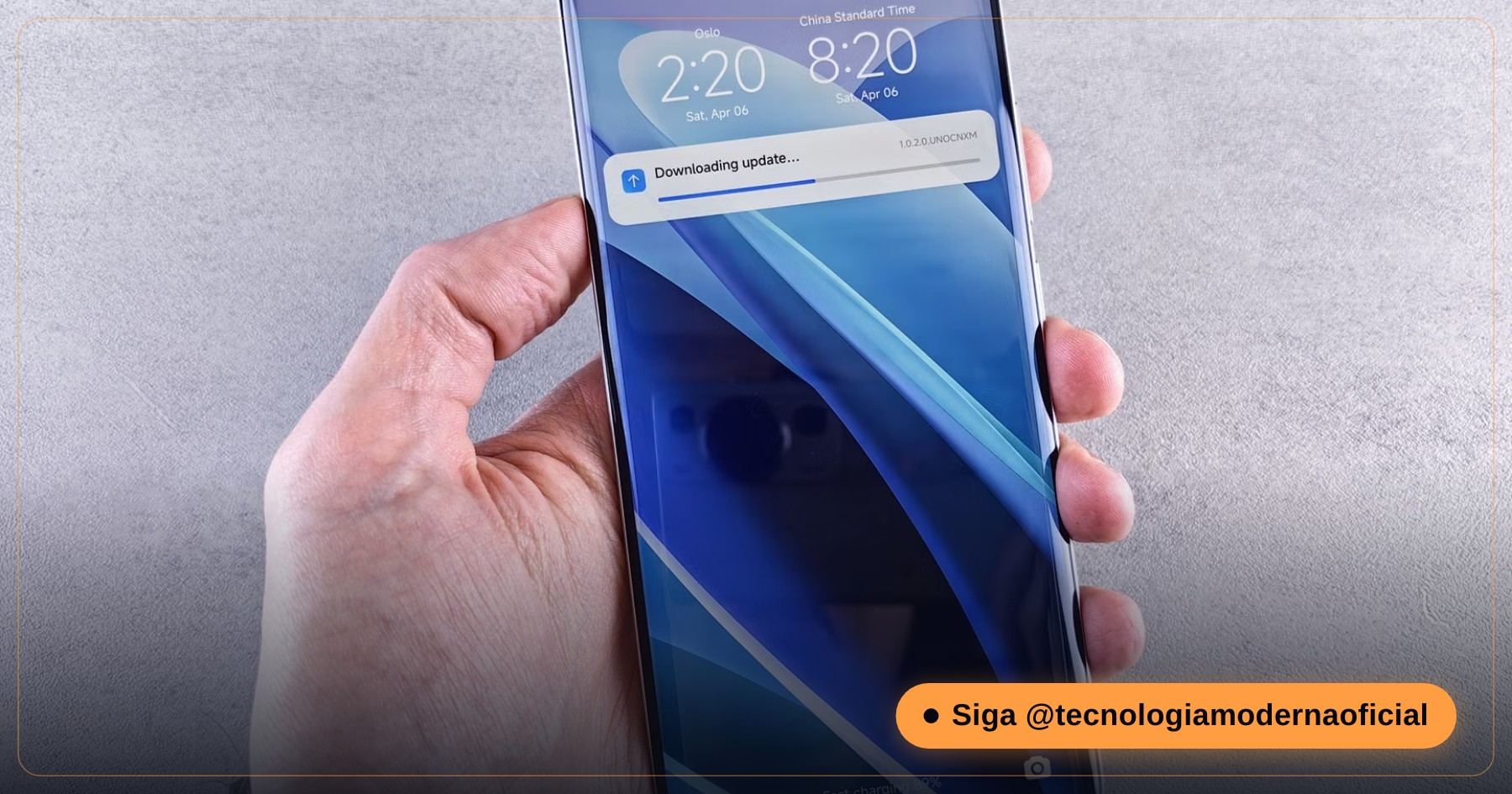 Tela de atualização de firmware em um dispositivo eletrônico