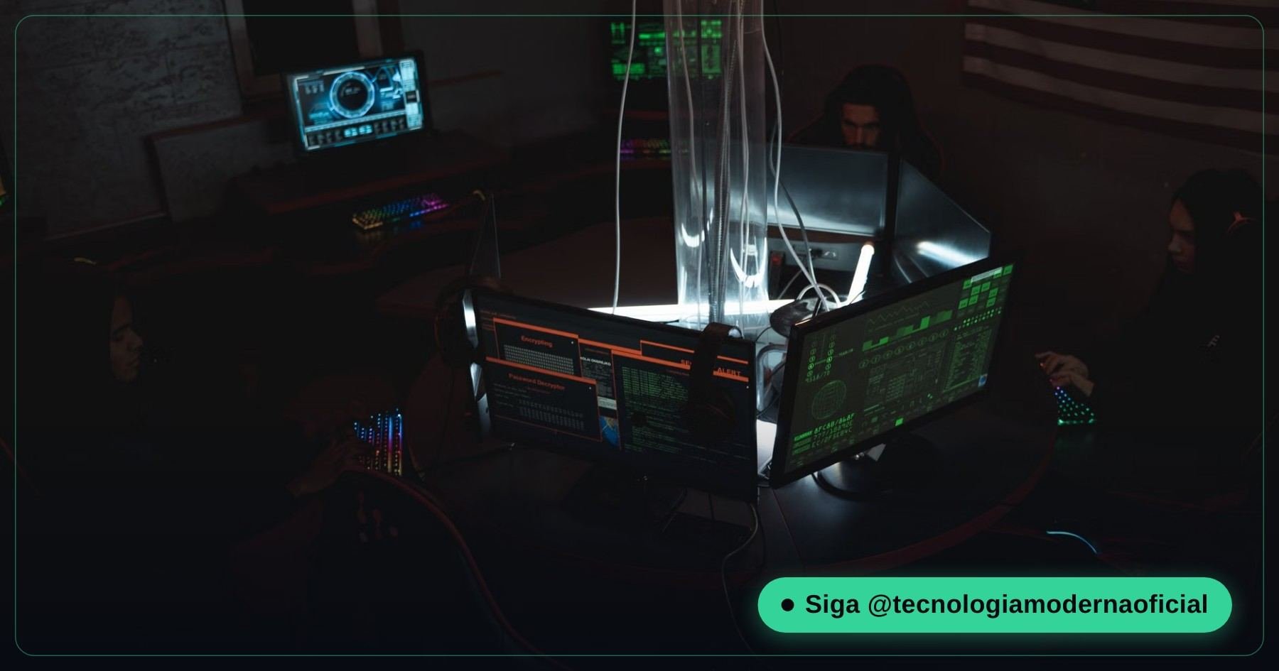 Equipe de segurança monitorando telas em um centro de dados, representando a defesa coletiva contra ameaças de IA