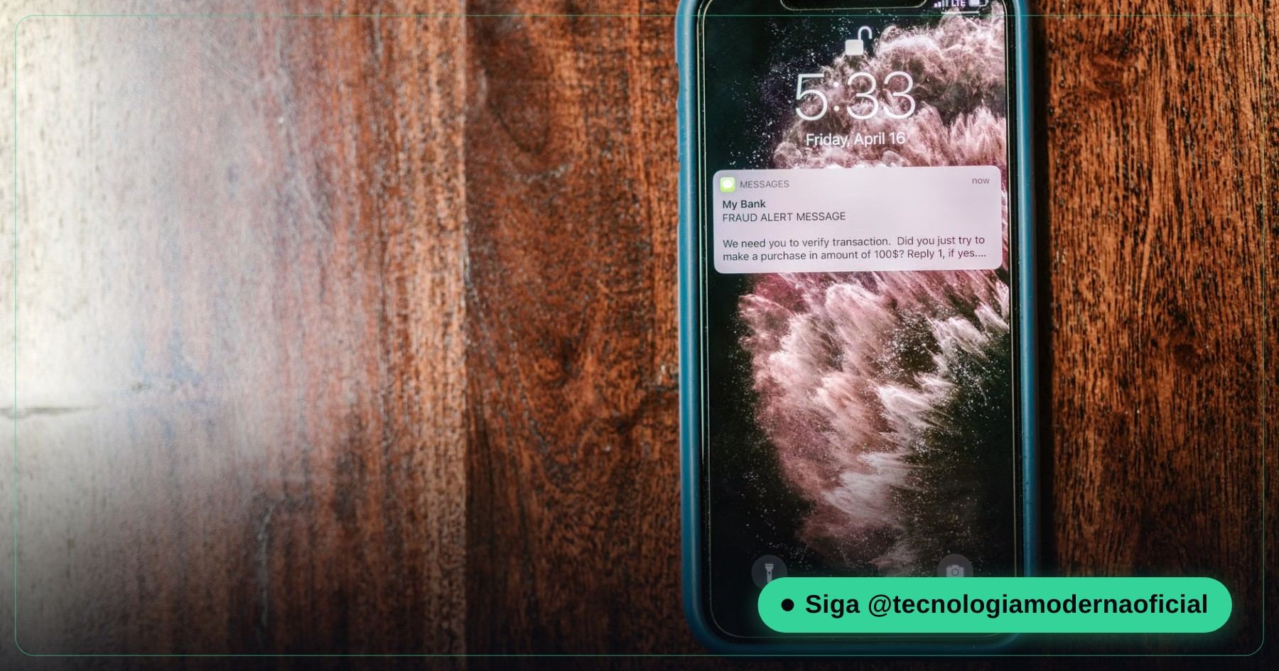 Notificação de alerta aparecendo na tela do celular