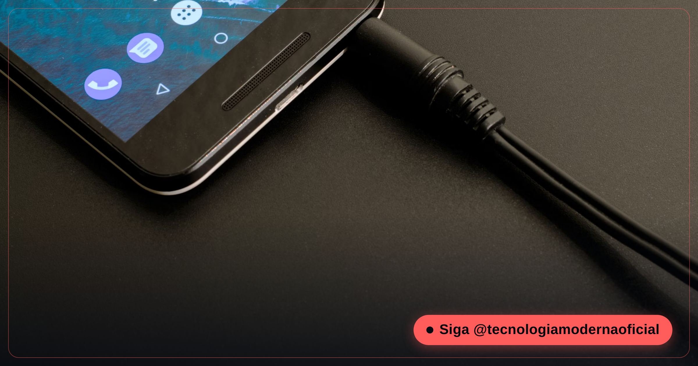 Tela de celular exibindo indicador de carga da bateria