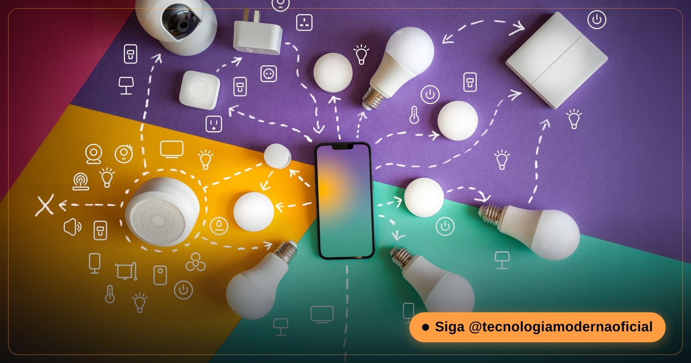 Hub central de casa inteligente controlando vários dispositivos conectados