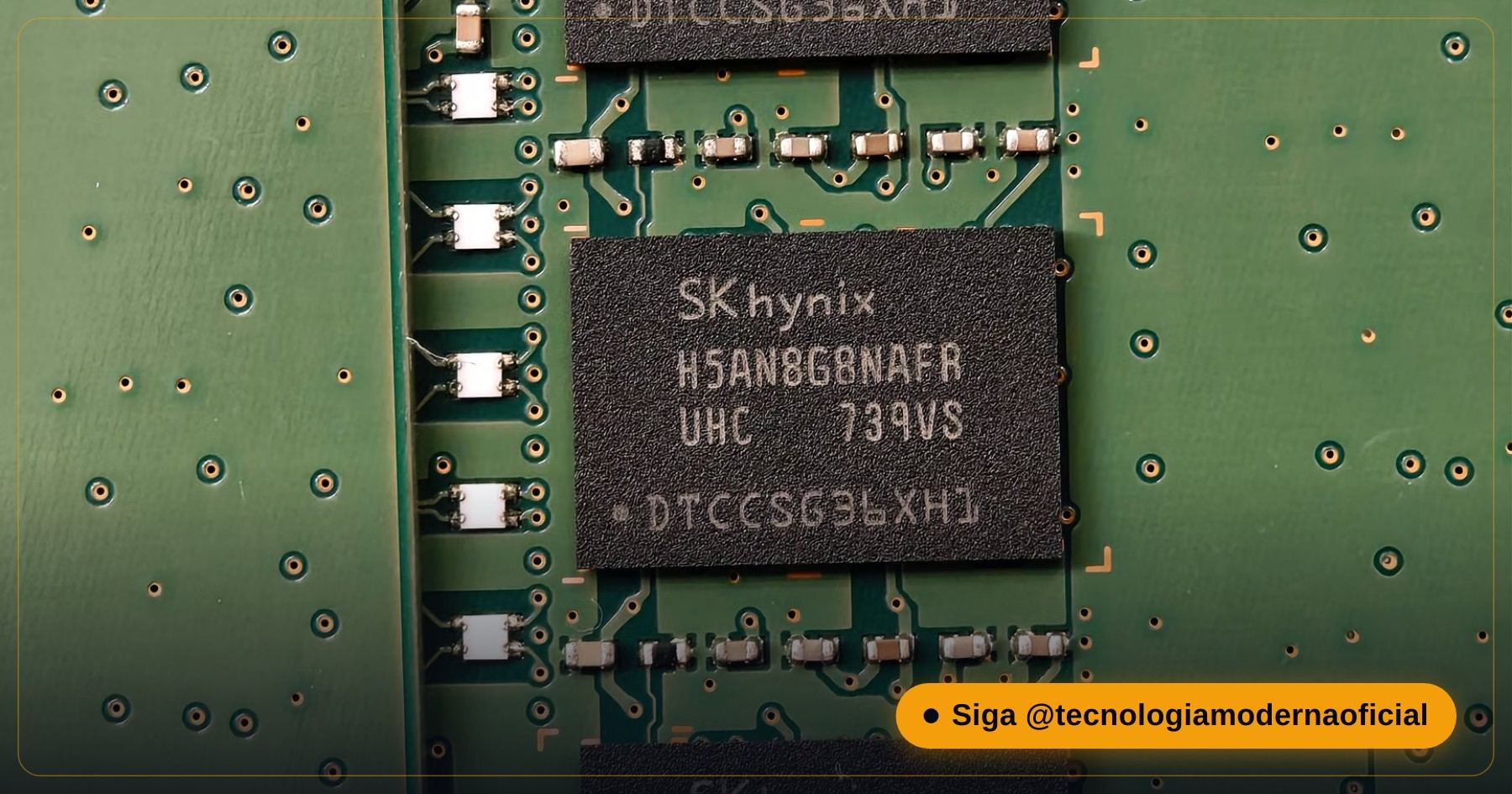 Close-up of SSD flash memory chips