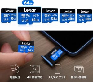 Lexar Cartão de Memória High-Performance 633x micro SD 64GB C10, A1, (U3), V30, 633x (100MB/s Leitura, 45MB/s Escrita)