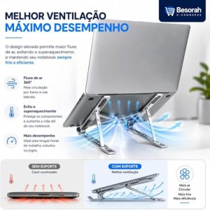 Suporte Notebook Alumínio Portátil Dobrável Hytalux Resistente Suporte Articulado E Dobrável, Tablet, Laptop