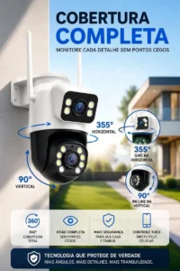 Câmera de Segurança Wi-Fi Dupla Lente Visão Noturna Colorida Full Hd Externa Prova D'água Ip66 Sensor Movimento